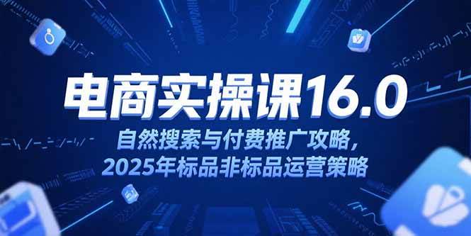 （15262期）淘宝电商运营课16.0，自然搜索与付费推广攻略，2025年标品非标品运营策略网赚项目-副业赚钱-互联网创业-资源整合AI网赚