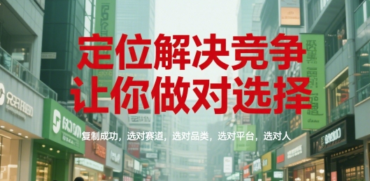 定位解决竞争，让你做对选择，复制成功，选对赛道，选对品类，选对平台，选对人网赚项目-副业赚钱-互联网创业-资源整合AI网赚