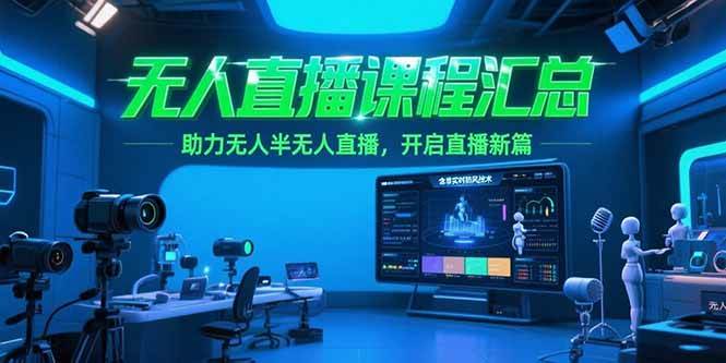 （15218期）无人直播课程汇总，含非实时防风技术，助力无人半无人直播，开启直播新篇网赚项目-副业赚钱-互联网创业-资源整合AI网赚