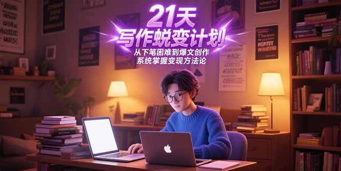 21天写作蜕变计划，从下笔困难到爆文创作，系统掌握变现方法论网赚项目-副业赚钱-互联网创业-资源整合AI网赚