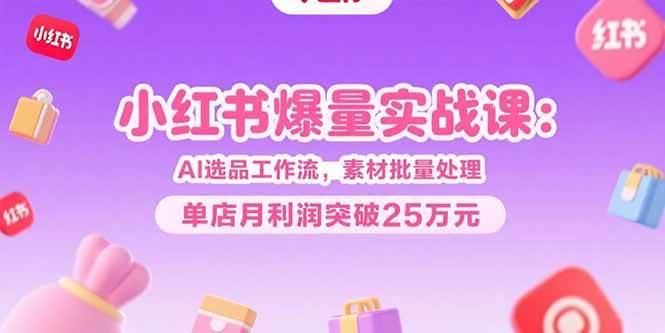 （15462期）小红书爆量实战课：AI选品工作流，素材批量处理，单店月利润突破25万元网赚项目-副业赚钱-互联网创业-资源整合AI网赚