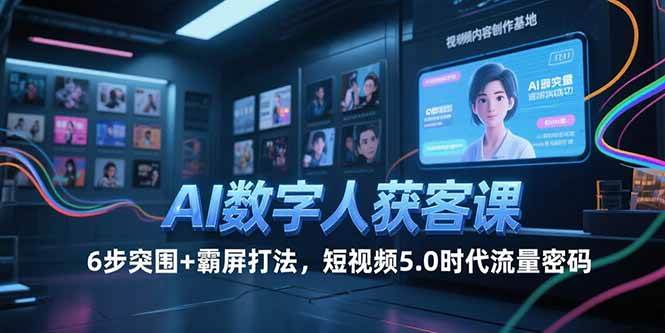 （15247期）AI数字人获客课，6步突围+霸屏打法，短视频5.0时代流量密码网赚项目-副业赚钱-互联网创业-资源整合AI网赚