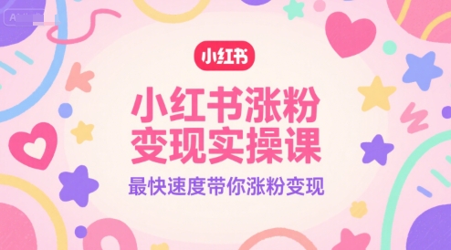 小红书涨粉变现实操课，最快速度带你涨粉变现网赚项目-副业赚钱-互联网创业-资源整合AI网赚