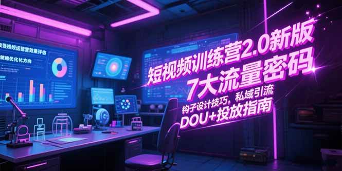 （15255期）短视频训练营2.0新版，7大流量密码/钩子设计技巧/私域引流/DOU+投放指南网赚项目-副业赚钱-互联网创业-资源整合AI网赚