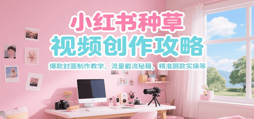 小红书种草视频创作攻略，爆款封面制作教学 ，流量截流秘籍 ，精准跟款实操等网赚项目-副业赚钱-互联网创业-资源整合AI网赚