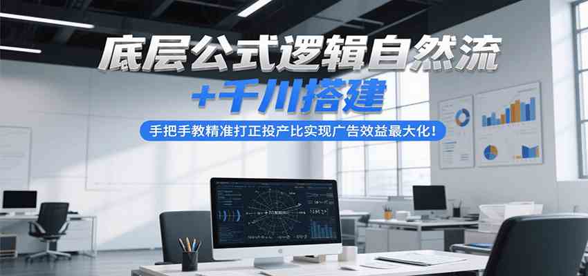 底层公式逻辑自然流+千川搭建，手把手教精准打正投产比实现广告效益最大化！网赚项目-副业赚钱-互联网创业-资源整合AI网赚